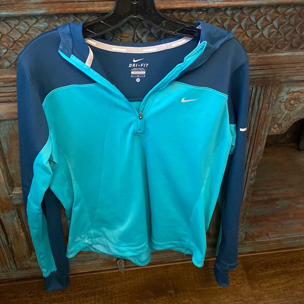 NIKE Dri-fit Womens hoodie. Teal and navy. Size M